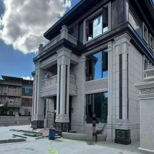 绍兴 别墅干挂，芝麻白与芝麻黑完美配合