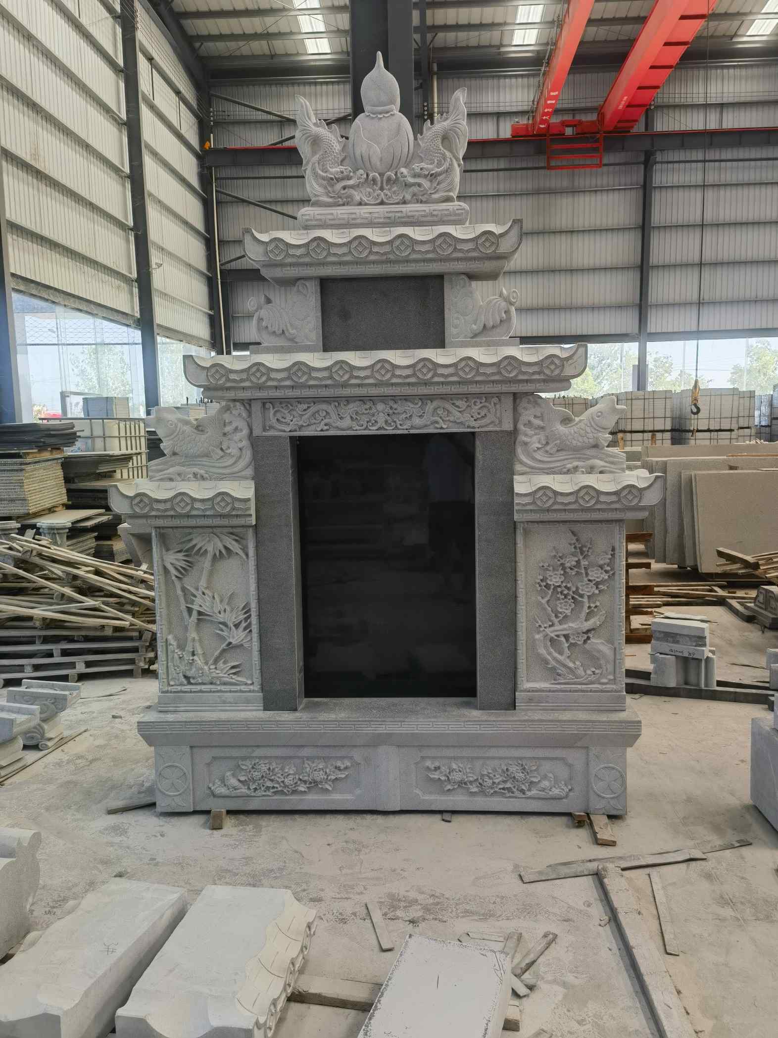 绍兴 芝麻灰高档墓碑、土墓，一套也支持定做