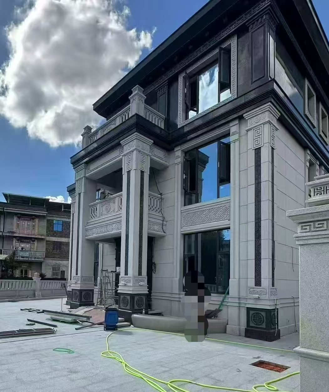 绍兴 别墅干挂，芝麻白与芝麻黑完美配合